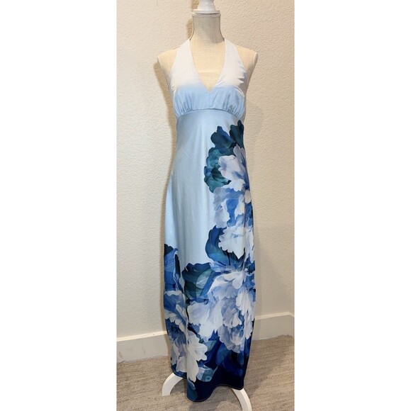 Flowers by Zoe Dresses & Skirts - Thirty Thirty Women Exploded Floral Printed Halter V-Neck Maxi Dress. Size M